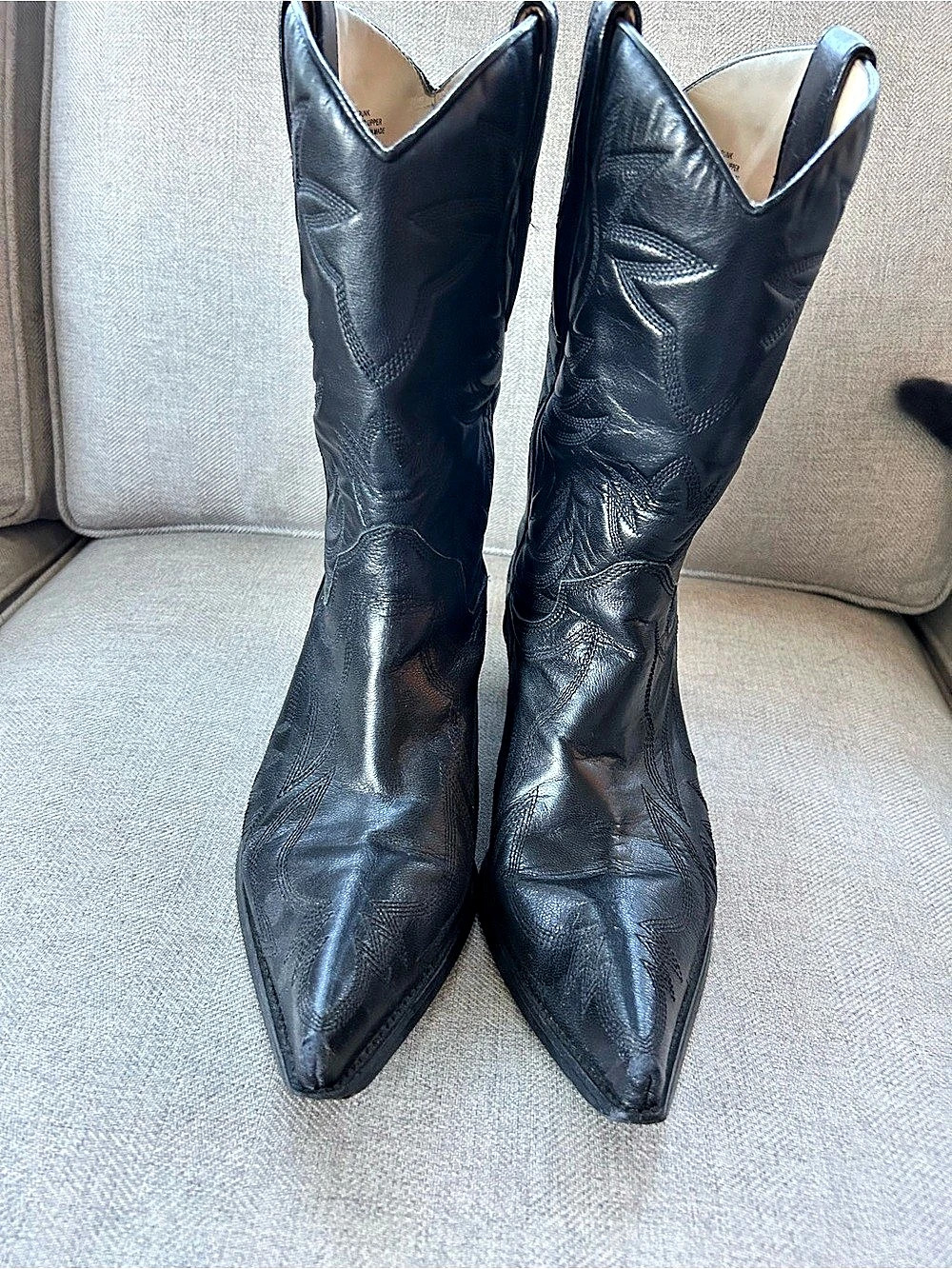 Pointed Toe Western Heeled Boots in Black